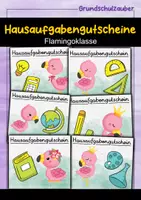 Vorschau - Mal- und Bastelvorlagen - Flamingo Hausaufgabengutscheine für die Flamingoklasse - Deckblatt