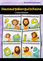 Vorschau - Mal- und Bastelvorlagen - Löwen Hausaufgabengutscheine für die Löwenklasse - Deckblatt