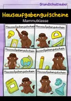 Vorschau - Mal- und Bastelvorlagen - Mammut Hausaufgabengutscheine für die Mammutklasse - Deckblatt