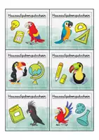 Vorschau - Mal- und Bastelvorlagen - Papagei Hausaufgabengutscheine für die Papageiklasse - Seite 1