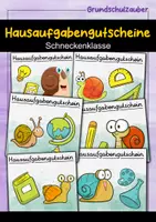 Vorschau - Mal- und Bastelvorlagen - Schnecken Hausaufgabengutscheine für die Schneckenklasse - Deckblatt