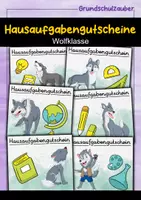 Vorschau - Mal- und Bastelvorlagen - Wolf Hausaufgabengutscheine für die Wolfklasse - Deckblatt