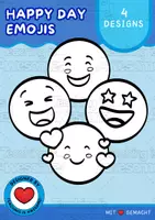 Vorschau - selbst erstellte Cliparts/Grafiken - Happy-Day Emojis zum Ausmalen | 4er-Set BW | Clipart FREEBIE - Deckblatt