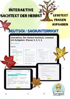 Vorschau - Unterrichtsreihen - Materialpaket Digitale Tafel Herbst, Interaktive, Sachtext, Lesekompetenz, Klasse 3, 4, 5 - Seite 1