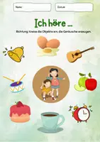 Vorschau - Arbeitsblätter - Arbeitsblatt Körperteile & Sinne | Klasse 1-3 | Ausfüllen, ausschneiden, aufkleben - Seite 1