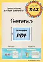 Vorschau - Fördermaterial/Inklusion - Wortschatz DAZ / Lesen: Sommer, interaktive PDF - Deckblatt