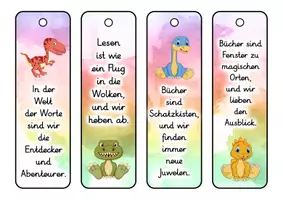 Vorschau - Anderer Materialtyp - Dinosaurier Lesezeichen für die Dinosaurierklasse - 3 Varianten - Seite 1
