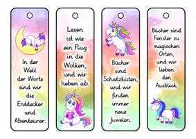 Vorschau - Anderer Materialtyp - Einhorn Lesezeichen für die Einhornklasse - 3 Varianten - Seite 1