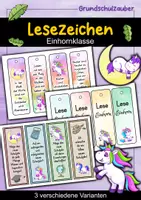 Vorschau - Anderer Materialtyp - Einhorn Lesezeichen für die Einhornklasse - 3 Varianten - Deckblatt