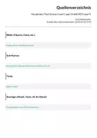 Vorschau - Test - Vocabulary Test Access 5 unit 1 part A with KEY year 9 - Seite 1