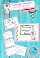 Vorschau - Arbeitsblätter - Tierischer Schulstart – Mein kleines Spurenheft mit der kleinen Katze – Nachspurübungen – Vorschule – Vorlaufkurs – Schulanfänger - Deckblatt