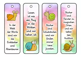 Vorschau - Anderer Materialtyp - Schnecke Lesezeichen für die Schneckenklasse - 3 Varianten - Seite 1