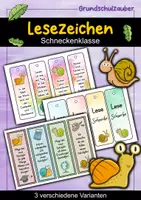 Vorschau - Anderer Materialtyp - Schnecke Lesezeichen für die Schneckenklasse - 3 Varianten - Deckblatt