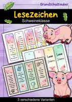 Vorschau - Anderer Materialtyp - Schwein Lesezeichen für die Schweineklasse - 3 Varianten - Deckblatt