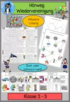 Vorschau - Arbeitsblätter - Hörweg "Wiedervereinigung", Tag der Deutschen Einheit, Mauerfall, DDR, Sachtext, Hörübung, Sachunterricht, Klasse 3, Klasse 4, Klasse 5 - Deckblatt