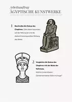 Vorschau - Stundenentwürfe - Antikes Ägypten Arbeitsauftrag: Ägyptische Kunst - Seite 1