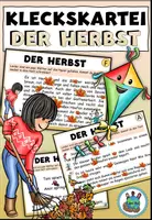 Vorschau - Aufgabenkarten - Kleckskartei / Klecksaufgaben "der Herbst" dreifach differenziert DaZ / DaF / Deutsch - Deckblatt