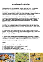 Vorschau - Arbeitsblätter - Gewässer im Herbst: Infotext mit 5 Fragen - Deckblatt