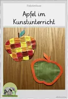 Vorschau - Mal- und Bastelvorlagen - Kunstunterricht Apfel (Fensterbild, Ausmalbild) Herbst - Deckblatt
