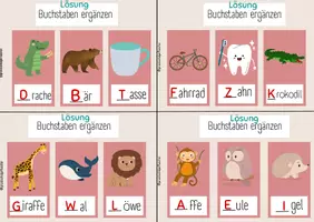 Vorschau - Aufgabenkarten - Freiarbeitskartei - Buchstaben ergänzen - Deutsch - Klasse 1/2 - Seite 2