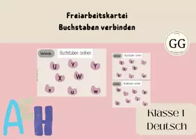 Vorschau - Aufgabenkarten - Freiarbeitskartei - Buchstaben verbinden - Deutsch - Klasse 1 - Deckblatt