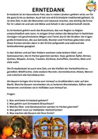 Vorschau - Arbeitsblätter - Erntedank Infotext mit 5 Fragen - Deckblatt