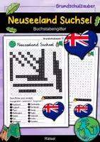 Vorschau - Arbeitsblätter - Neuseeland Suchsel - Buchstabengitter - Deckblatt