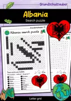 Vorschau - Arbeitsblätter - Albania Search puzzle - letter grid (English) - Deckblatt