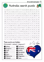 Vorschau - Arbeitsblätter - Australia Search puzzle - letter grid (English) - Seite 1