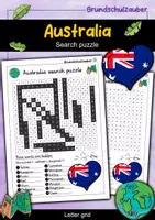 Vorschau - Arbeitsblätter - Australia Search puzzle - letter grid (English) - Deckblatt