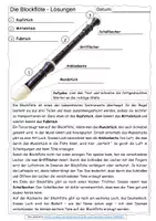 Vorschau - Arbeitsblätter - Instrumentenkunde: Die Blockflöte (mit Lösung) - Seite 1