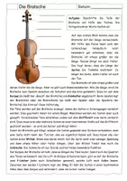 Vorschau - Arbeitsblätter - Instrumentenkunde: Die Bratsche (mit Lösung) - Deckblatt