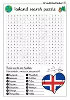 Vorschau - Arbeitsblätter - Iceland Search puzzle - Letter grid (English) - Seite 1
