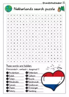 Vorschau - Arbeitsblätter - Netherlands Search puzzle - Letter grid (English) - Seite 1