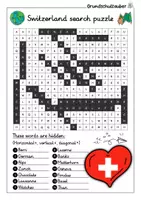 Vorschau - Arbeitsblätter - Switzerland Search puzzle - Letter grid (English) - Seite 2
