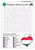 Vorschau - Arbeitsblätter - Hungary Search puzzle - Letter grid (English) - Seite 1