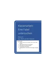 Vorschau - Klassenarbeiten - Klassenarbeit: Fabeln (Der Wolf und der Kranich) - Deckblatt