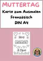 Vorschau - Mal- und Bastelvorlagen - Muttertag Ausmalkarte Französisch - DIN A4 - Deckblatt
