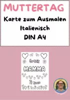 Vorschau - Mal- und Bastelvorlagen - Muttertag Ausmalkarte Italienisch - DIN A4 - Deckblatt