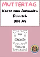 Vorschau - Mal- und Bastelvorlagen - Muttertag Ausmalkarte Polnisch - DIN A4 - Deckblatt