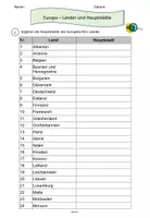 Vorschau - Arbeitsblätter - Europas Länder und Hauptstädte (Atlasarbeit) - Seite 1