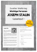Vorschau - Arbeitsblätter - Lesetext mit Fragen zu Joseph Stalin (Zweiter Weltkrieg) - Deckblatt