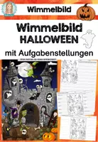 Vorschau - Stationenlernen - Halloween | Wimmelbild - Deckblatt