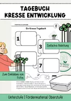 Vorschau - Arbeitsblätter - Kressetagebuch Entwicklung Kresse beobachten - Deckblatt