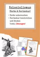 Vorschau - Arbeitsblätter - Kolonialismus - Kartenarbeit und Karikaturenanalyse - Deckblatt