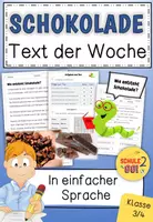 Vorschau - Arbeitsblätter - Text der Woche - Schokolade / Lesetext (ab Klasse 3) / Lesekonferenz - Deckblatt