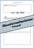 Vorschau - Arbeitsblätter - Abwehrmechanismen Pädagogik | Arbeitsblatt - Deckblatt