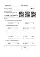 Aperçu - Feuilles d'exercices - Fiches d'exercices en autonomie - Electricité - Page 1
