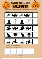 Vorschau - Arbeitsblätter - Muster fortsetzen: Halloween, kleine Rätsel, malen, Logik - Seite 1