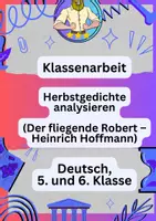 Vorschau - Klassenarbeiten - Klassenarbeit Deutsch – Herbstgedichte analysieren mit EHZ - Deckblatt